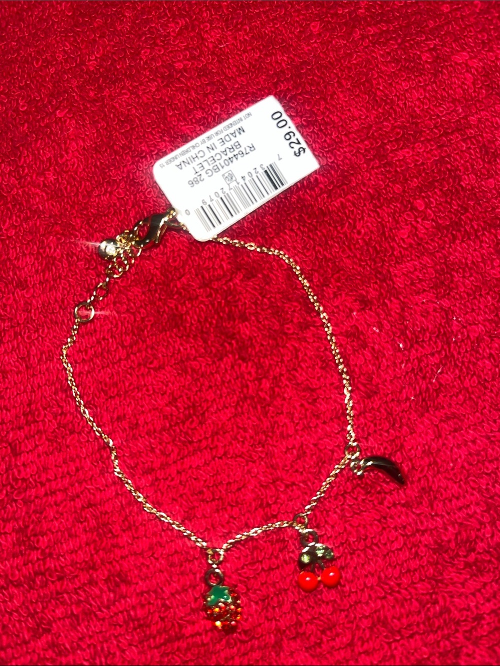 RACHEL Rachel Roy Gold-Tone Bracelet with Red and Green Fruit Charms